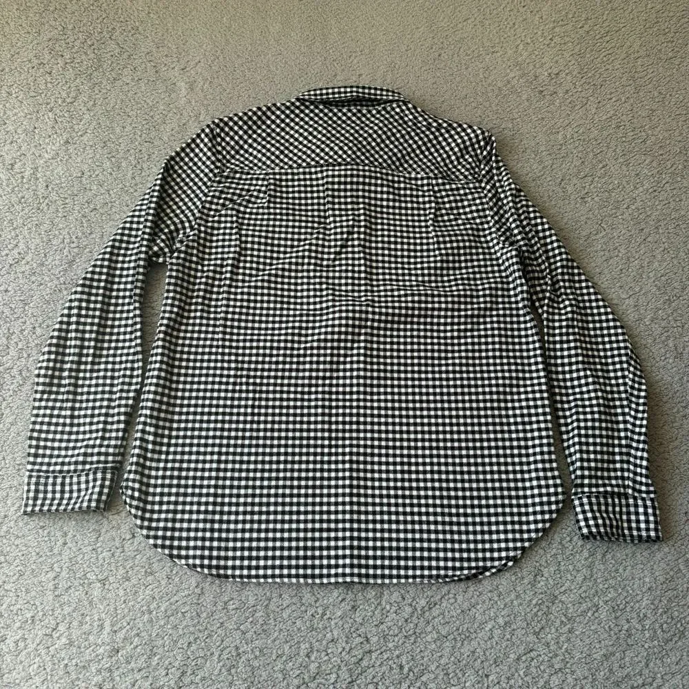NEW J. Crew Shirt Mens‎ Small Black White Check Gingham Flannel Popover Zip Top